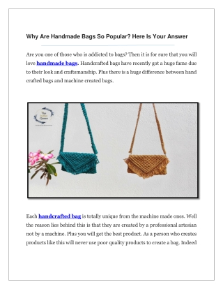 Why Are Handmade Bags So Popular