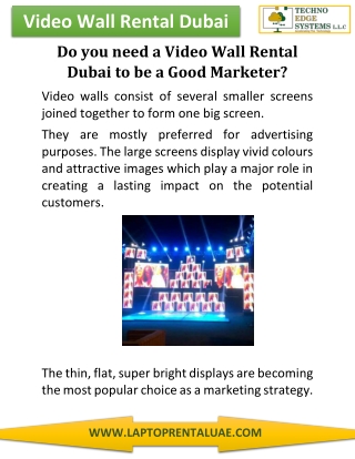 Do you need a Video Wall Rental Dubai to be a Good Marketer