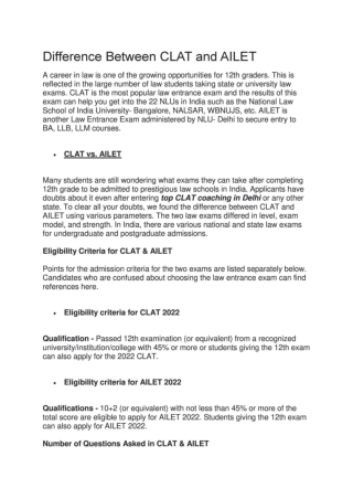 Difference Between CLAT and AILET