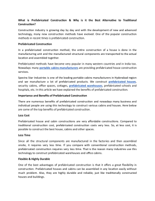 What is Prefabricated Construction & Why is it the Best Alternative to Tradition