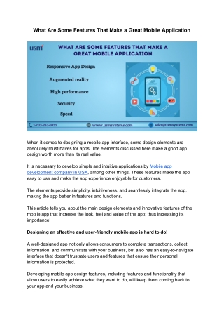 What Are Some Features That Make a Great Mobile Application
