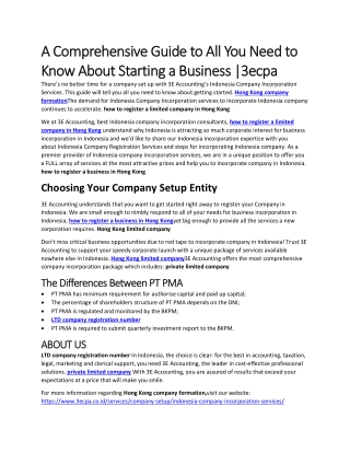 A Comprehensive Guide to All You Need to Know About Starting a Business |3ecpa