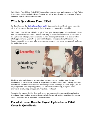 QuickBooks Payroll Error PS060