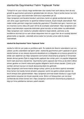 İstanbul'da Gayrimenkul Yatırımı Yapılacak Yerler