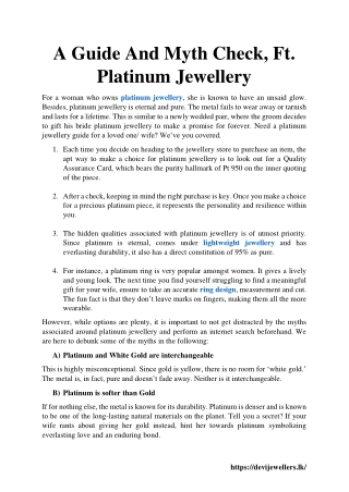 A Guide And Myth Check, Ft. Platinum Jewellery