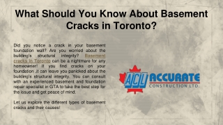 What Should You Know About Basement Cracks in Toronto?