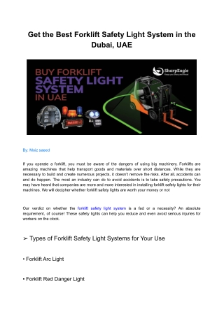 Get the Best Forklift Safety Light System in the Dubai, UAE