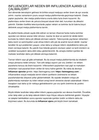 INFLUENCER’LAR NEDEN BİR INFILUENCER AJANSI İLE ÇALIŞMALIDIR?