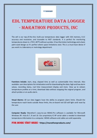 edl Temperature Data Logger - Marathon Products, Inc