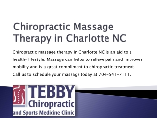 Chiropractic Massage Therapy in Charlotte NC – Tebby Clinic