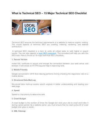 What is Technical SEO – 15 Major Technical SEO Checklist