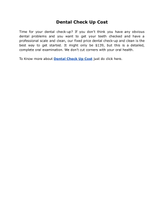 Dental Check Up Cost