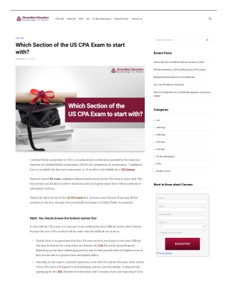 Which Section of the US CPA Exam to start with?