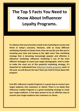 The Top 5 Facts You Need to Know About Influencer Loyalty Programs.