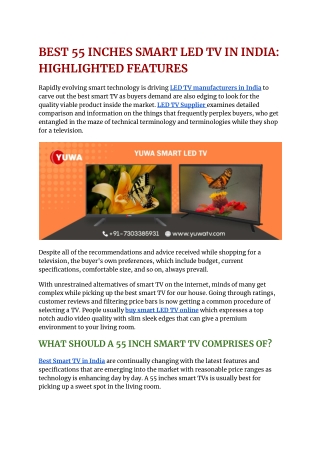 BEST 55 INCHES SMART LED TV IN INDIA_  HIGHLIGHTED FEATURES