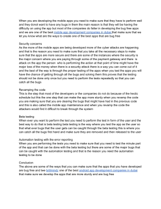 some of the tips to develop the bug free apps