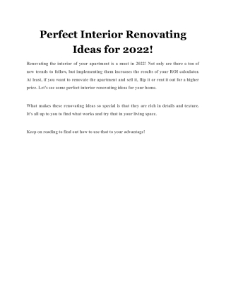 Perfect Interior Renovating Ideas for 2022!