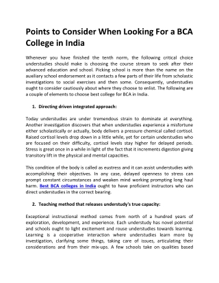 Points to Consider When Looking For a BCA College in India