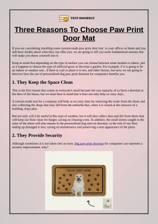 Three Reasons To Choose Paw Print Door Mat