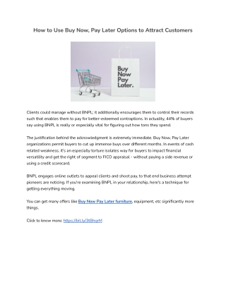 How to Use Buy Now, Pay Later Options to Attract Customers