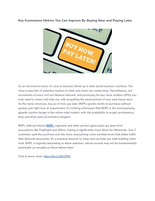 Key Ecommerce Metrics You Can Improve By Buying Now and Paying Later