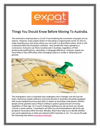 Things You Should Know Before Moving To Australia