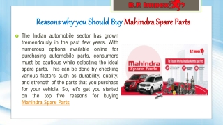 Top 5 Reasons why you Should Buy Mahindra Spare Parts
