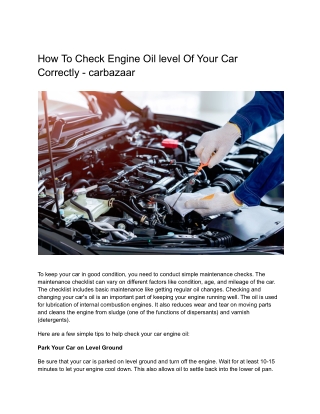 How To Check Engine Oil level Of Your Car Correctly - carbazaar