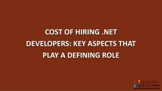 Cost of Hiring .Net Developers