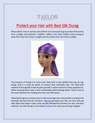 Protect your Hair with Best Silk Durag