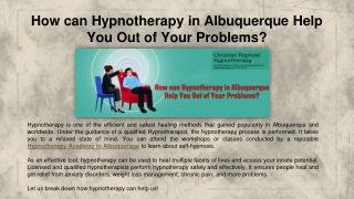 How can Hypnotherapy in Albuquerque Help You Out of Your Problems?