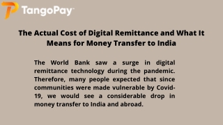 The Actual Cost of Digital Remittance and What It Means for Money Transfer to India