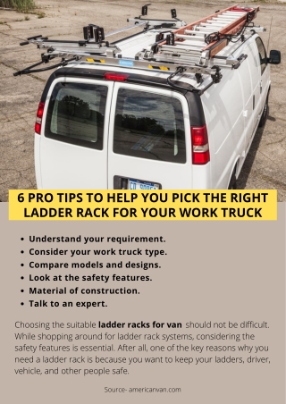 6 PRO TIPS TO HELP YOU PICK THE RIGHT LADDER RACK FOR YOUR WORK TRUCK