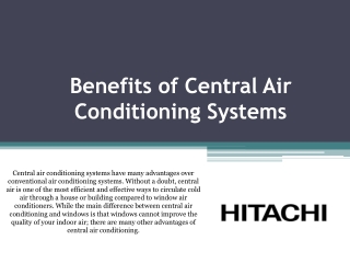 Benefits of Central Air Conditioning Systems