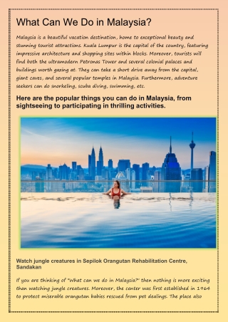 What Can We Do in Malaysia