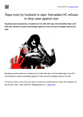 Rape even by husband is rape-Karnataka HC refuses to drop case against man