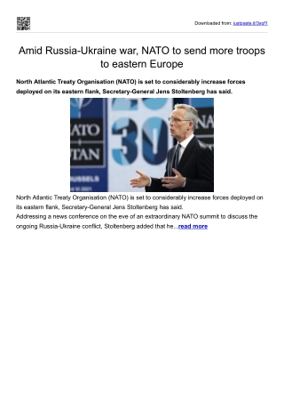 Amid Russia-Ukraine war, NATO to send more troops to eastern Europe