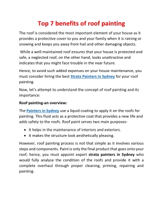 Top 7 benefits of roof painting