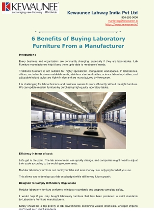 Laboratory Furniture From a Manufacturer
