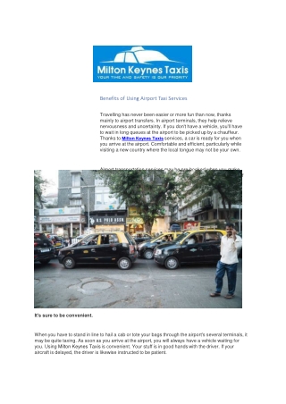 Benefits of Using Airport Taxi Services