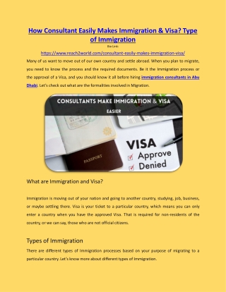 How Consultant Easily Makes Immigration & Visa? Type of Immigration