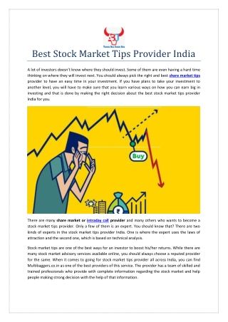 Best Stock Market Tips Provider India