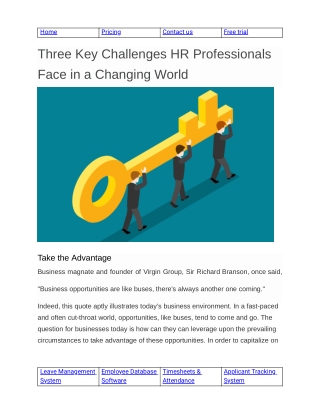 Three Key Challenges HR Professionals Face in a Changing World