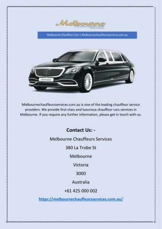 Melbourne Chauffeur Cars | Melbournechauffeursservices.com.au