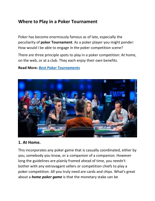Where to Play in a Poker Tournament