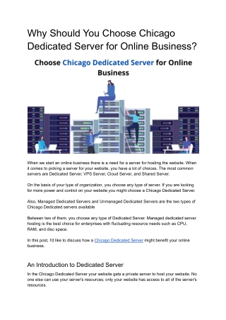 Why Should You Choose Chicago Dedicated Server for Online Business_