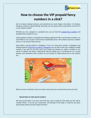 How to choose the VIP prepaid fancy numbers in a click?