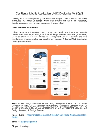 Car Rental Mobile Application UI UX Design by MultiQoS