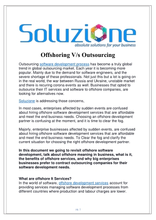 Offshoring V/s Outsourcing