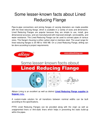 Ablaze Lining - Some lesser-known facts about Lined Reducing Flange-converted